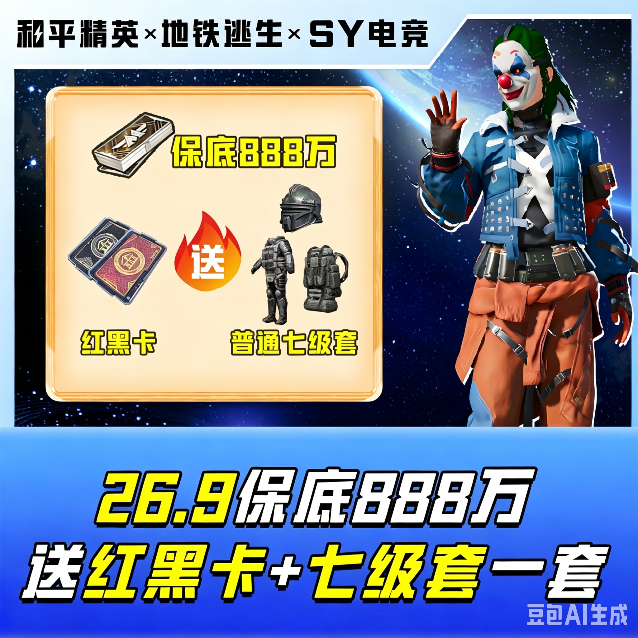 开荒福利单 保底888万 另外送红黑卡➕一套七级套 请注意下方商品详细说明！