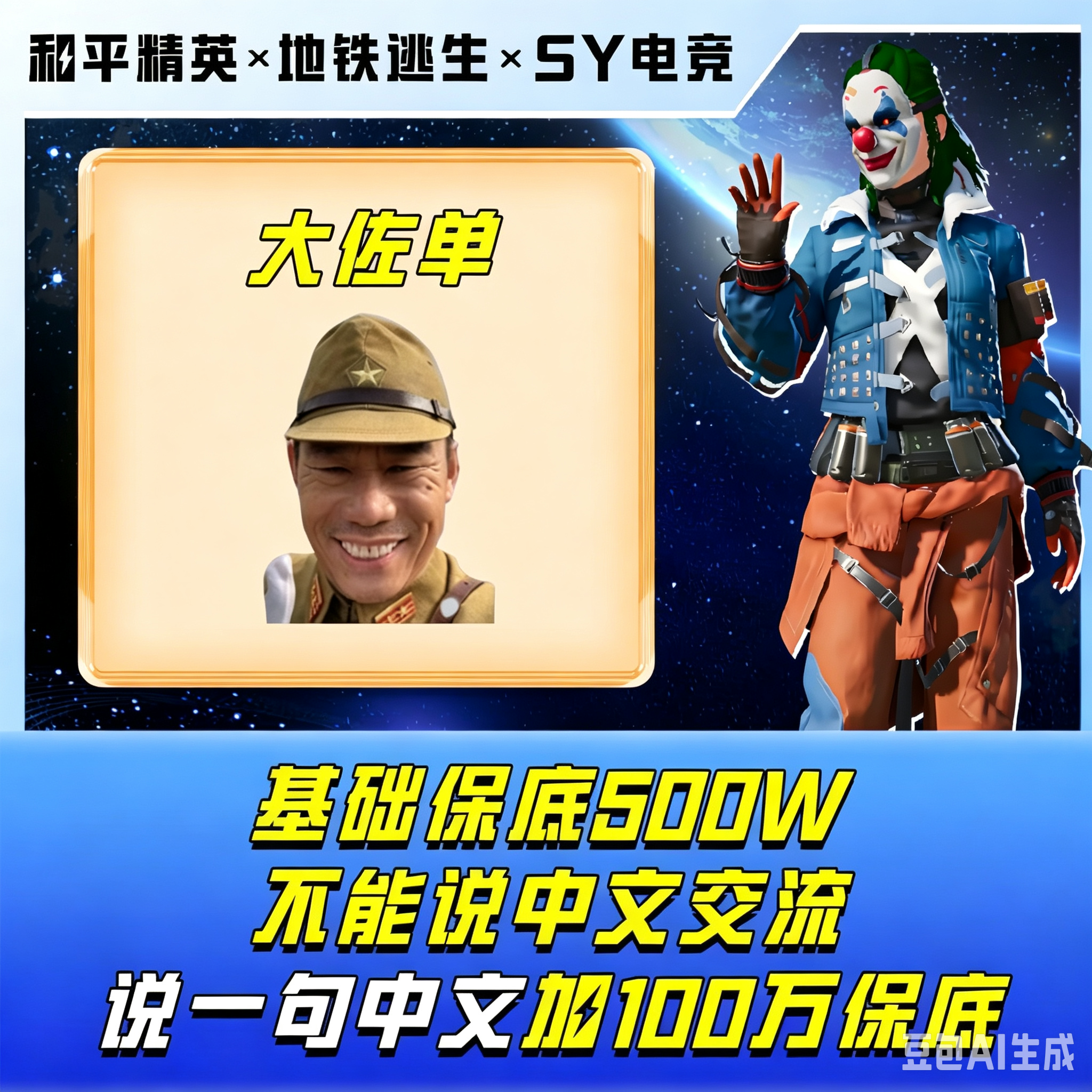 打手全程不能用中文交流 敢说一句就+100万保底 大佐单-只能用大佐语气【保底500万】